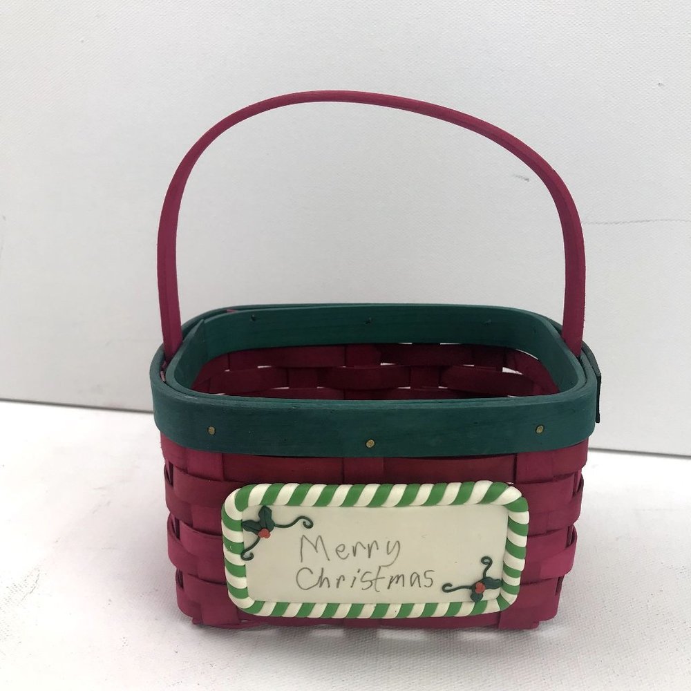 Merry Christmas Red Green Basket Holiday Home Decor